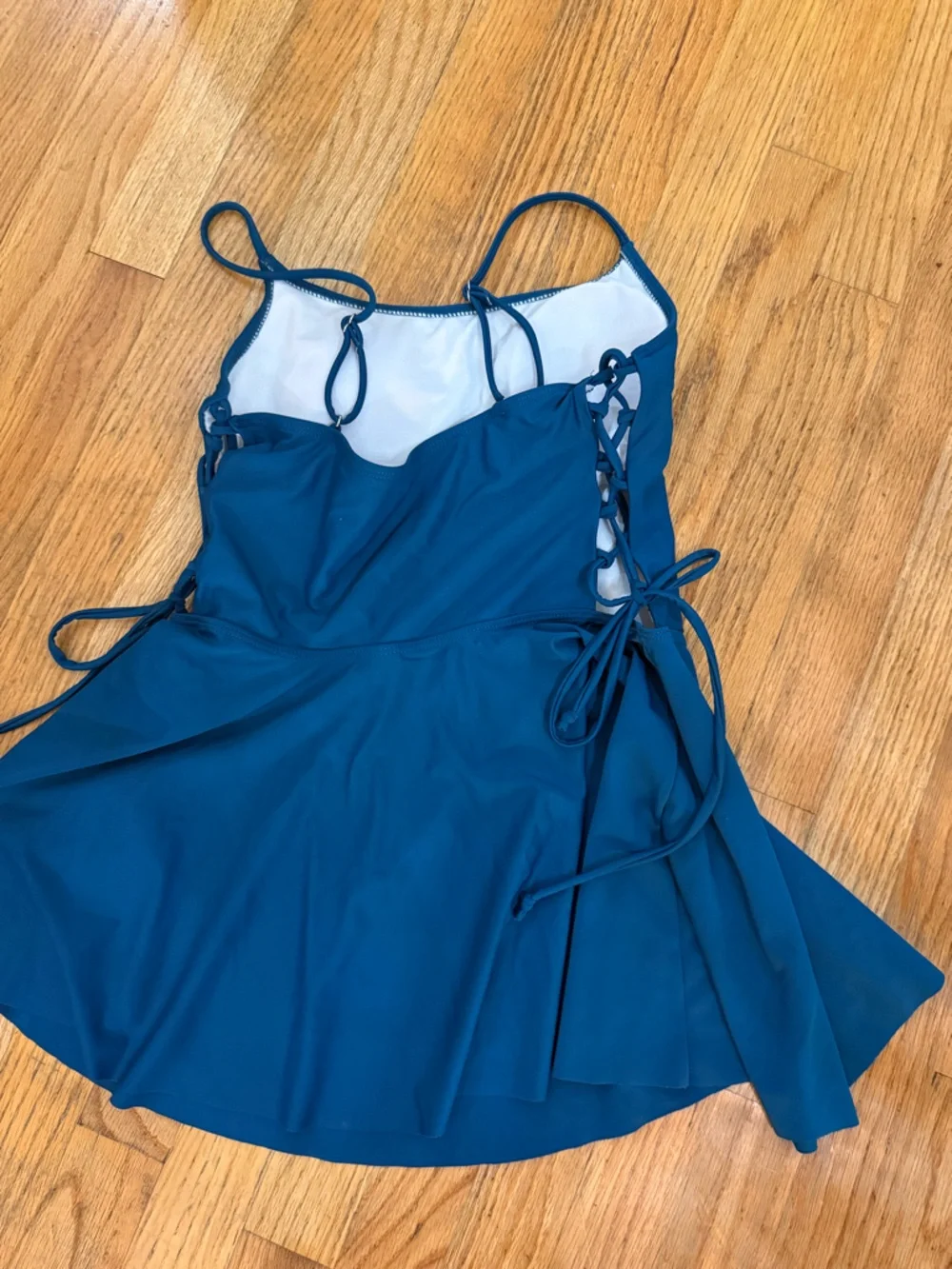 Blue Two-Piece Swim Set with Skirted Tankini Top - Picture 6 of 7